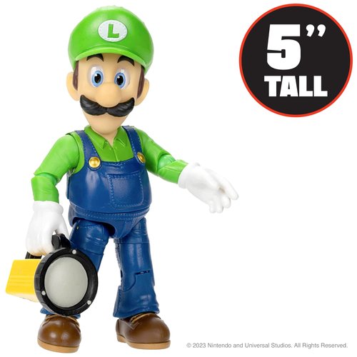 THE SUPER MARIO BROS. MOVIE - 5 Inch Action Figures Series 1 – Luigi Figure with Flashlight Accessory