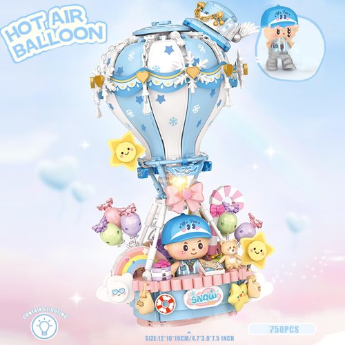 MEIEST Hot Air Balloon Building Blocks Set,Fantasy Dream Journey Collection Construction Building Bricks Toy,Home Decoration (Snow)