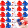 Sratte 50 Pcs Patriotic Rubber Ducks 2'' Blue Red White Mini Ducks in Bulk for USA Memorial Day Independence Day Party Favors Decor Supplies Star Rubber Ducks Baby Bath Toys for Kids Adults