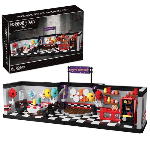 Xalvitra Five Nights Halloween FNAF Pizzeria Stage Building Blocks Set, Classic Horror Game Security Breach Creative Festival Bricks Kit Toys Gifts Merch,Suitable for Fans Friends Kids