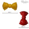 Parcelona French Angel Bow Red and Yellow Small 2” Celluloid Set of 2 Hair Clip Barrettes for Girls
