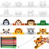 HESTYA 16 Pcs DIY Animal Headbands with 24 Watercolor Pens - Jungle Coloring Crowns and Party Hats for Kids' Crafts, Costumes, and Cosplay
