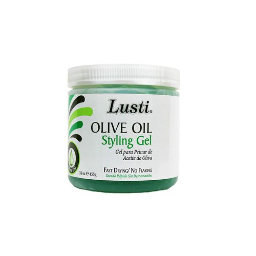 Lusti Olive Oil Styling Gel, 16 fl oz - Fast Drying, No Flaking - Control Frizz & Fly Away Hairs