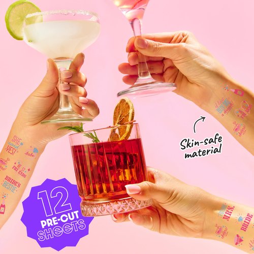 Big Dot of Happiness Bachelorette Temporary Tattoos for Women, Future Mrs. Bachelorette Tattoos, Bride's Besties Tats, Bridal Shower Favors, Pink Bachelorette Party Supplies, 12 Sheets