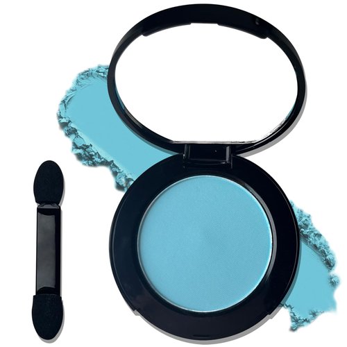 MEICOLY Light Blue Single Eyeshadow with Mirror,Baby Blue Eye Shadow,Pressed Powder Eyeshadow Makeup,Matte Shade Eyelid Color Eye Makeup for Women and Girls,High Pigment,Long Wear,Waterproof,Natural