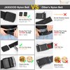 JASGOOD Nylon Military Tactical Men Belt 2 Pack Webbing Outdoor Web Belt With Plastic Buckle Snow Pants Belts, A-Black+Green Khaki, Fits Pant up to 40 Inch
