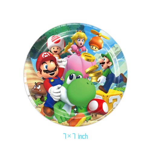 Fuyhiuous Mario Party Supplies 41Pack include 20 plates, 20 napkins 1 tablecloth for Mario birthday party decoration