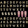 52pcs Gold Letters Nail Stud Alloy Rhinestone + 5pcs 3D Dollar Sign Money Nail Art 3D Capital Letters Nail Studs Alphabet Nail Charms Art for Acrylic Nails Bling Jewels Making Crafts DIY Manicure