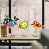 TUEVAK Birds Lawn Decorations for Outdoor: Metal & Glass Bird Garden Art, Craft Yard Statue Decoration Outside, Lawn Ornaments Gardening Gifts for Housewarming, Halloween, Birthday Gifts (3 PCS)