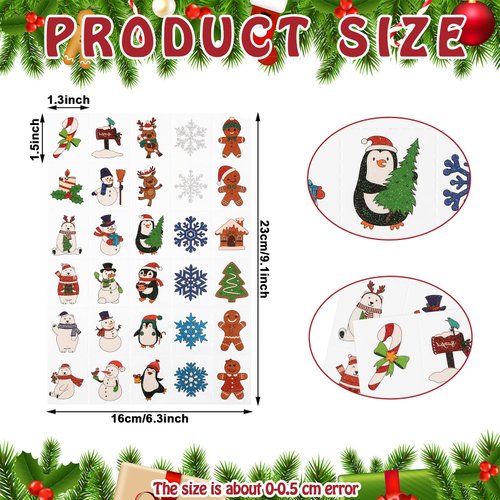 Nosiny 240 Pcs Christmas Temporary Tattoos Snowflake Winter Glitter Tattoos Santa Snowflake Sticker Tattoo Winter Apparel Accessories for Body Face Kids Women Party Favors
