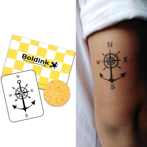 Boldink Temporary Tattoos, semi permanent tattoos, 15-day long lasting tattoo sticker, waterproof and anti-reflective, unique design（Anchor 2）