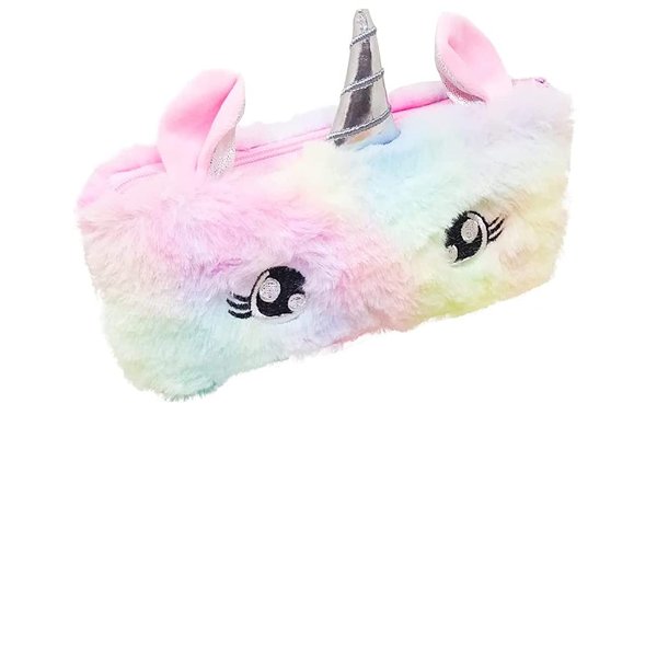 PARTEET Unicorn Fur Pouch For Stationery And Make Up Accessories - White