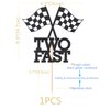 Two Fast Birthday Cake Topper - Race Car Theme 2nd Birthday Party Decoration, Boy Girl Second Birthday Flag Sign Supplies
