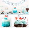 72 Pieces Nautical Cupcake Toppers Ocean Theme Toothpicks Birthday Cake Picks Decorations for Navy Baby Shower Party Favors Supplies