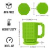 Fubarbar Brick Coffee Mug – Cool Novelty Cup with Lid, Straw & Building Blocks, Funny Xmas/Birthday Gift for Men, Women, Kids(Green)