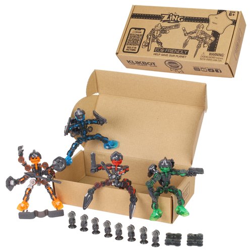Zing Klikbot Complete Set of 4 Poseable Action Figures with Weapons, Translucent, Create Stop Motion Animation, for Ages 6 and Up (Series 3 Guardians)