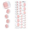 Semi Cured Gel Toenail Strips Glossy French Gel Pedicure Stickers Long Lasting Gel Nail Pedi Strips Salon Quality Nail Wraps Semi-Cured Toe Nail Stickers (Classic French Z094)