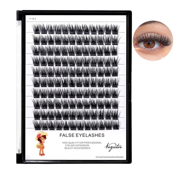 Vayator 120pcs Wide Cluster D Curl Professional Makeup Individual Cluster Eyelashes Grafting Fake False Eyelashes Eyelash Extension Individual Eyelash (12mm)