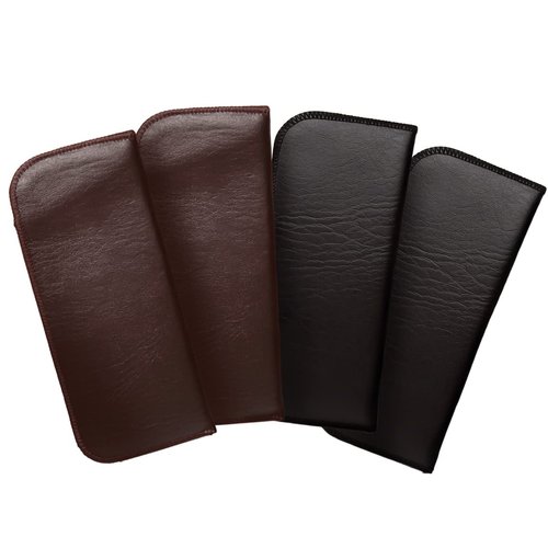 Calabria Slip-In Eye Glasses Case Faux Leather Felt Black Brown 4Pack Men Women Soft Eyeglasses Pouch Sunglasses Holder Bag