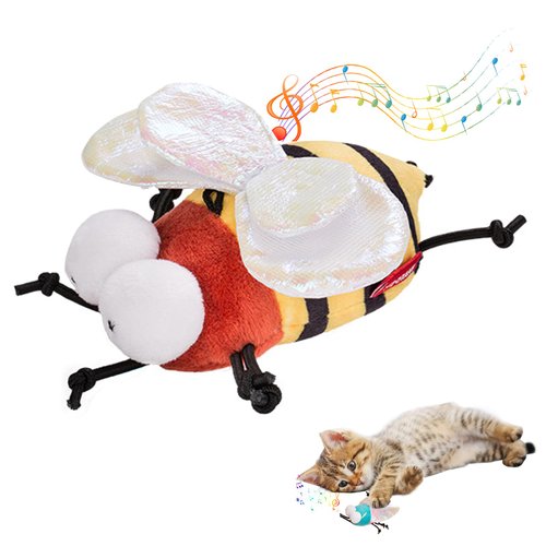 CKFPS Bee Cat Toy, Interactive Squeaking Cat Toy, Chirpy Bee Sound Toy for Cats, Catnip Toys, Engaging Cat Toys, Keeps Cats Entertained, Fluffy Kitten Toy