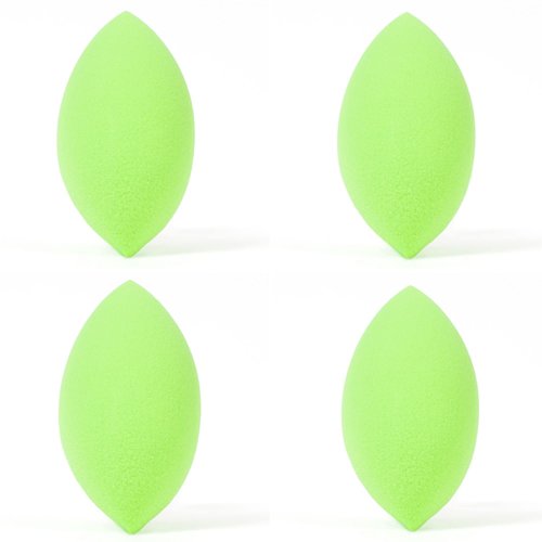 Beauty Junkees Makeup Sponge Blender - Green Oval Foundation Makeup Blender Sponge, Liquid Cream Powder Contour Blending Sponges, Make Up Applicator Cosmetic Blenders, Wet Dry Beauty Sponge Latex Free