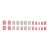 24pcs Flower Press on Nails Short Square Fake Nails Powder False Nails Short Coffin White Cute Flower Glue on Nails Designs Acrylic Artificial Nails Set for Women and Girls Decoration Nail Art