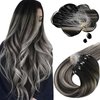 Moresoo Ombre Black Hair Extensions Micro Beads Human Hair Balayage Micro Link Hair Extensions Off Black To Silver Hair Extensions Ombre Gery Micro Link Hair Extensions Human Hair 20In 1G/S 50G