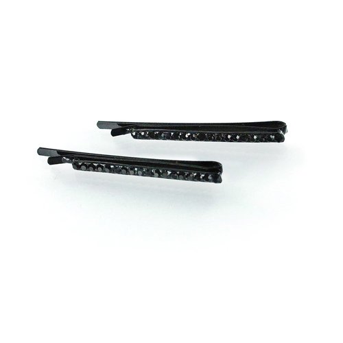 Hair Pins for women Faux Rhinestone Simple Bobby Pin, Set of Two, Black