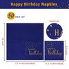 DYLIVeS Happy Birthday Napkins, Blue and Gold Foil Dots Napkins Disposable Paper Napkins for Dinner Picnic Cocktail Birthday Party Supplies Decorations for Boy Man, 6.5 x 6.5 Inch (Pack of 50)