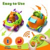 Remote Control Car for Toddler, Toys for 2 3 4 Year Old Boy, 2 Pack Toddler RC Car for Kids 3-5 with LED Lights & Music, Dinosaur Toys for Ages 2-4 , Christmas Birthday Gift Ideas for Toddler