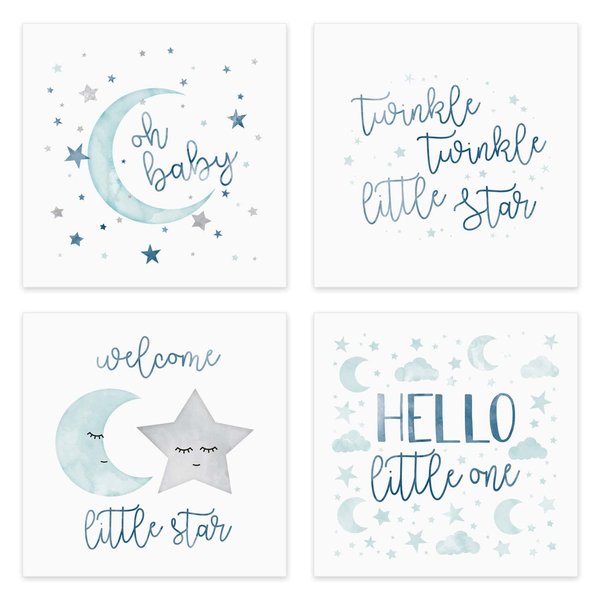Starry Delight Baby Shower Beverage Napkins / 48 Twinkle Star And Moon Cocktail Napkins / 4 3/4" x 4 3/4" Little Star 3 Ply Napkins / 4 Pastel Night Sky Designs/Gender Neutral Baby Party Supplies