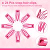 Chinco 24 Pcs Hot Pink Double Grip Hair Clips 2 Inch Metal Snap Hair Clips Women Hair Barrettes for Hair Making, Salon Supplies