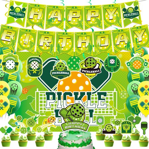 Pickleball Birthday Party Decorations Pickleball Party Supplies Includes Pickball Birthday Banner...