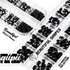 qiipii 4080Pcs Black Nail Rhinestones Crystal Flatback Jet Black Rhinestones Round Beads Glass Gems Stones Nail Art Gems Diamonds jewels Multi Shapes Sizes Nail Charms for Nails Eyes Makeup DIY Crafts