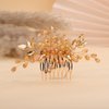 Rumtock Champagne Rhinestones Beads Gold Hair Comb Side Headpiece for Wedding Brides Women Girls Handmade Hair Accessories (Champagne)