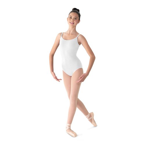 Mirella Women's Classic Camisole Dance Leotard with Scoop Front & V-Back,White,Medium Long