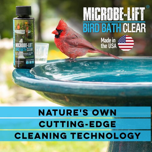 MICROBE-LIFT Bird Bath Clear Two-in-One Water Cleaner and Surface Treatment for Outdoor Birdbaths and Fountains, Safe for Birds, Fish, and Frogs, Birdbath Clear 4-Ounce