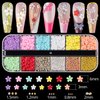 Mixed 3D Nail Art Gem Decoration Accessories Kit #1, Aurora Bear Bow Butterfly Starry AB Rhinestone Charm Jewelry for Deco, Pearl Flower Caviar Bead Stone Crystal with Dual-End Brush and Tweezer