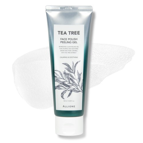 Allione Face Scrub Peeling Gel Tea Tree | Deep Cleansing Face Wash, Korean Exfoliating, Low Irritation for All Skin, Moisturizing Glowing Gentle Dead Skin Remover, Sebum&Pore Care, 4.05 Fl Oz