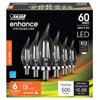 Feit Electric 60-Watt Equivalent CA10 LED Light Bulb, Dimmable Enhance Glass Candelabra Filament, 500 Lumens, 13 Yrs. Lifetime, 2700K Soft White, 6-Pack - CFC60/927CA/FIL/6