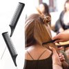 2 Pack Rat Tail Comb Black Teasing Comb for Sectioning, Parting, Styling Hair (Stainless Steel Pintail)