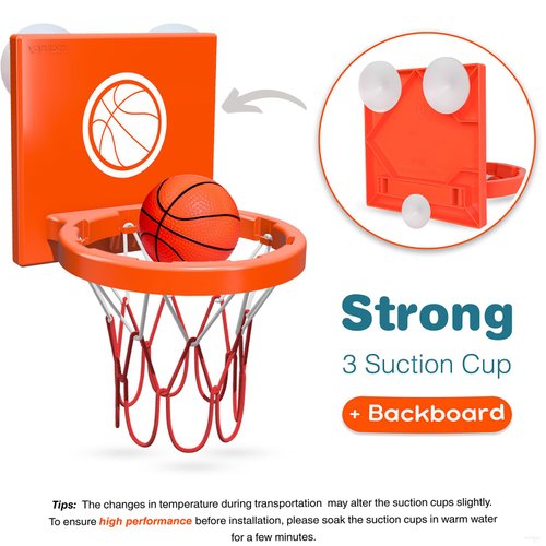 MARPPY Bath Toys - Bathtub Basketball Hoop for Kids, Toddlers - Suction Cup Basketball Hoop and 4 Soft and No Hole Balls - Baby & Toddler Bath Toys - Boys & Girls - Mini Basketball Hoop