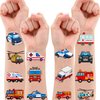 100 PCS Emergency Transportation Temporary Tattoos Themed Birthday Party Decorations Favors Supplies Decor Vehicle Ambulance Tattoo Stickers Gifts For Game Boys Girls Classroom School Prizes Reward