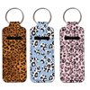 ENLACHIC 3 Pcs Cute Print Chapstick Holder Keychain Lip Balm Holder Sleeve Pouch Clip-on Lipstick Holder Keychains for Women Girls,Leopard Print