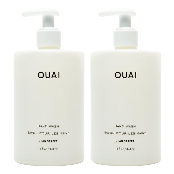 OUAI Hand Wash Full Size - Liquid Hand Soap with Jojoba, Avocado, & Rose Hip Oil for Replenished Skin - Gentle Exfoliating Bathroom + Kitchen Hand Soap - (2 Pack, 16 Fl Oz Each)