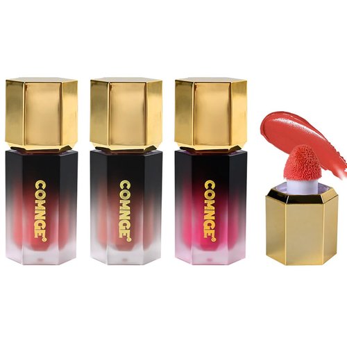 4ct Red Tones Liquid Blush - Nude Matte Natural Blush Cream for a Bare Makeup Look, Moisturizing Liquid Blush Cream for Lips and Cheeks, Makeup Glowing, Long-Lasting, Smudge-Proof Blush Stick