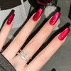 Red Press on Nails Medium Square Fake Nails Wine Red Cat Eye False Nails Shiny Glitter Glue on Nails Full Cover Coffin Acrylic Nails Handmade Nails Press Ons Reusable Nails for Women Manicure 24Pcs