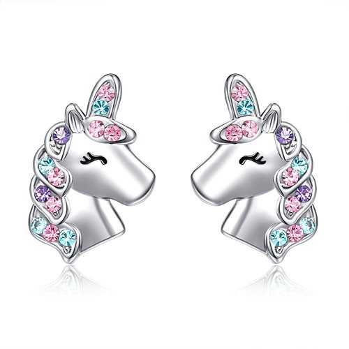 UNGENT THEM Easter Gifts for Kids Girls Hypoallergenic Silver Unicorn Stud Earrings Little Girls Jewelry Unicorn Gifts 6 8 5 7 10 12 Year Old Birthday Valentines Day Christmas Gift Ideas