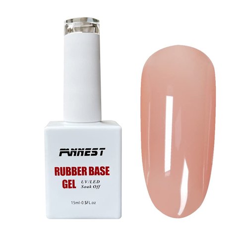 FANNEST Rubber Base Gel Polish,Elastic Base Coat,Sheer Clear Nude Pink Color Nail Polish,LED/UV Soak Off for Nail Strengthener/Extension,Base color gel.
