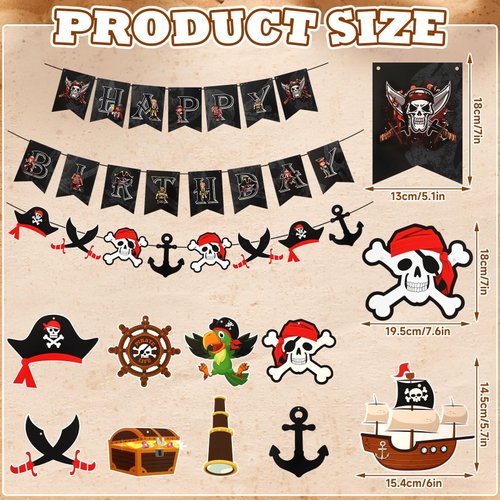 MARFOREVER Pirate Birthday Party Decorations, Pirate Birthday Party Hanging Swirl Banner Decorations, Pirate Birthday Decorations for Men, Boys, Kids Pirate Themed Party Supplies